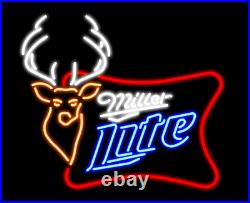 New Miller Lite Deer High Life 24x20 Neon Light Sign Lamp Bar Beer Decor