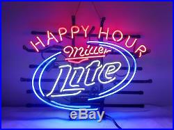 New Miller Lite Happy Hour Beer Neon Light Sign 20x16