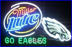 New Miller Lite Philadelphia Eagles Beer Neon Light Sign 24x20