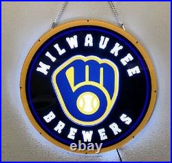 New Milwaukee Brewers LED 3D Neon Sign 16x16 Light Lamp Beer Bar Wall Decor