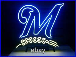 New Milwaukee Brewers Neon Light Sign 17x14 Beer Gift Bar Real Glass Artwork