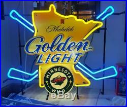 New Minnesota Wild Michelob Golden Neon Light Sign 24x20 Beer Cave Gift Lamp