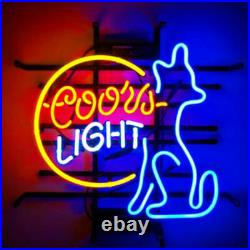 New Moon Cactus Coors Light Wolf Coyote Lamp Neon Sign 20x16 Beer Bar Glass