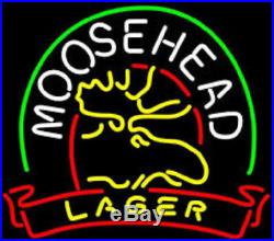 New Moosehead Lager Deer Neon Light Sign 17x14 Beer Bar Man Cave Real Glass