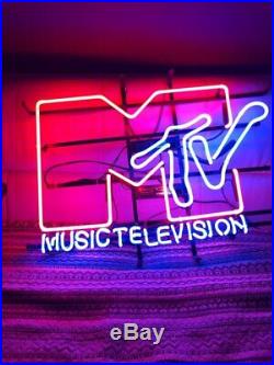 New Music Television Neon Light Sign 24x20 Lamp Poster Real Glass Beer Bar