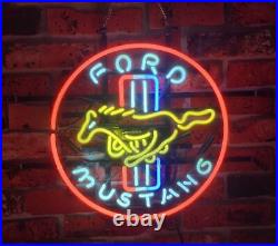New Mustang Auto Garage Open Neon Light Sign 16x16 Lamp Beer Pub Acrylic Gift