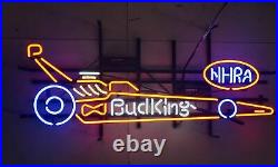 New NHRA Dragster Bud King 32x16 Beer Lamp Neon Sign Light Wall Decor Glass