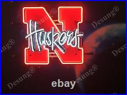 New Nebraska Huskers 19x15 Beer Lamp Neon Sign Light Bar Wall Decor Glass