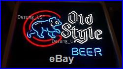New Old Style Beer Chicago Cubs Baseball Neon Light Sign 20x16