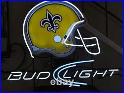 New Orleans Saints Helmet Light Beer Neon Sign 17x14 Lamp Garage Artwork Bar