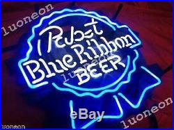 New PABST BLUE RIBBON PBR BEER BAR Real GLASS Neon Light Sign FAST FREE SHIP