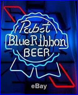 New Pabst Blue Ribbon Neon Light Sign 17x14 Beer Cave Gift Lamp Bar Glass