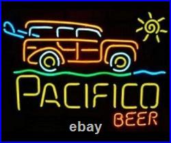 New Pacifico Beer Woody Bar Pub Light Lamp Neon Sign 24x20