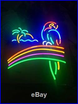 New Parrot Palm Tree Rainbow Beer Bar Neon Light Sign 17x14