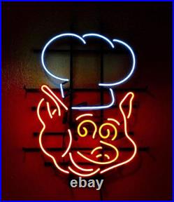 New Pig Chef BBQ Open Grill 17x14 Neon Light Sign Lamp Wall Decor Beer Bar