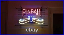 NEW PINBALL GAME ARCADE REAL GLASS NEON LIGHT BEER BAR PUB SIGN 17"x14" 