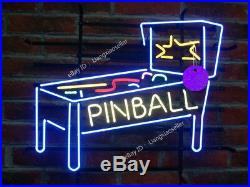 New Pinball Game Room BEER BAR Pub REAL NEON POSTER LIGHT SIGN Free Ship