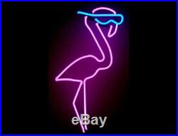 New Pink Flamingo Beer Man Cave Neon Light Sign 17x14