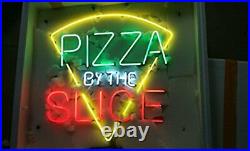 New Pizza By The Slice Neon Light Sign 24x20 Beer Bar Real Glass Lamp Poster