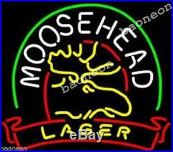 New Rare Moosehead Deer Lager Beer HANDCRAFTED Real Glass BAR NEON LIGHT SIGN