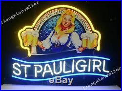New Rare St. Pauli Girl REAL Glass NEON SIGN BEER BAR PUB LIGHT Fast Free Ship