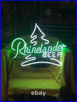 New Rhinelander Beer Pine 17x14 Neon Light Sign Lamp Bar Wall Decor