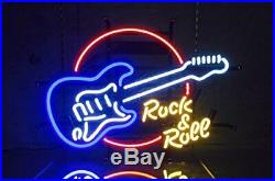 New Rock Roll Guitar Neon Light Sign 20x16 Lamp Bar Glass Decor Beer Bedroom