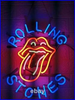 New Rolling Stones Neon Light Sign 17x14 Beer Bar Windows Artwork Glass