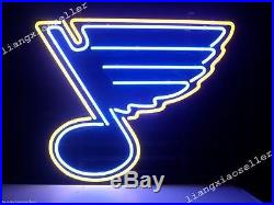 New ST LOUIS BLUES HOCKEY REAL GLASS handcrafted NEON LIGHT BEER BAR PUB SIGN