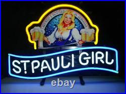 New ST Pauli Girl Neon Light Sign 17x14 Beer Cave Gift Real Glass