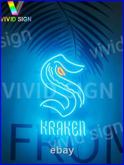 New Seattle Kraken Logo 17x12 Neon Light Sign Lamp Beer Bar Wall Decor Glass