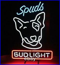 New Spuds Mackenzie Bud Light Budweiser Real Neon Sign Beer Bar Pub Light