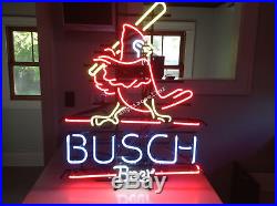 New St Louis Cardinals Busch Beer REAL GLASS NEON SIGN BAR PUB LIGHT Free Ship