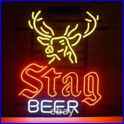 New Stag Beer Deer Man Cave Neon Light Sign 19x15 Real Glass Artwork Bar