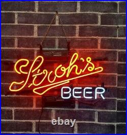 New Stroh's Beer Neon Light Sign 17x13 Lamp Real Glass Bar Beer Wall Decor