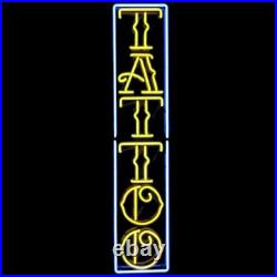 New Tattoo Vertical Neon Light Sign 24x10 Lamp Poster Real Glass Beer Bar