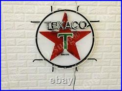New Texaco Gasoline Neon Light Sign 24x24 Beer Bar Lamp Artwork Real Glass