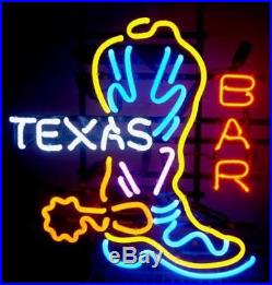 New Texas Boot Bar Cowboy Lone Star Beer Neon Light Sign 24x20