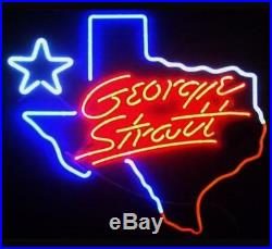 New Texas George Strait Neon Light Sign 17X14 Man Cave Real Glass Beer Bar