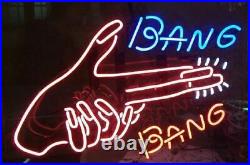 New The Bang Bang Bar Gun Hand Neon Light Sign 17x14 Beer Lamp Bar Decor Glass