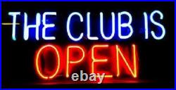 New The Club Is Open Beer Real Glass Tube Neon Light Sign 17x14