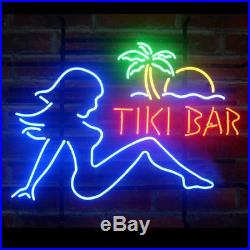New Tiki Bar Flap Girl Palm Tree Beer Bar Neon Light Sign 24x20