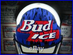 New Vtg 1995 Budweiser Bud Ice Beer Neon Hockey Mask In Motion Bar Sign Light A+