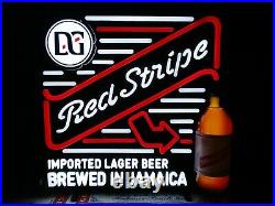 New Vtg 2016 Red Stripe Lager Beer 3-d Bottle Arrow Led Neon Bar Light Pub Sign