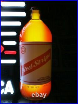 New Vtg 2016 Red Stripe Lager Beer 3-d Bottle Arrow Led Neon Bar Light Pub Sign