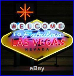 New Welcome To Las Vegas Artwork Vivid Beer Neon Light Sign 24x20