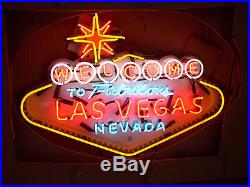 New Welcome to Fabulous Las Vegas Nevada Casino NEON SIGN BEER BAR LIGHT 24X18