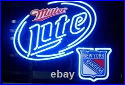 New York Rangers Miller Lite Neon Light Sign 20x16 Beer Cave Gift Lamp