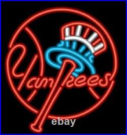 New York Yankees Neon Light Sign 17x14 Beer Cave Gift Real Glass Handmade