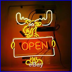 OPEN Deer Neon Sign Light Vintage Beer Bar Pub Club Coffee Shop Wine Lamp Poster